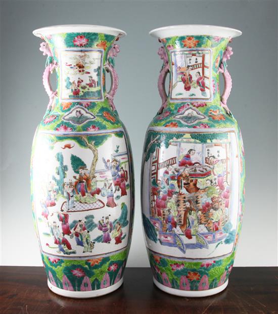 A pair of large Chinese famille rose vases, 62cm